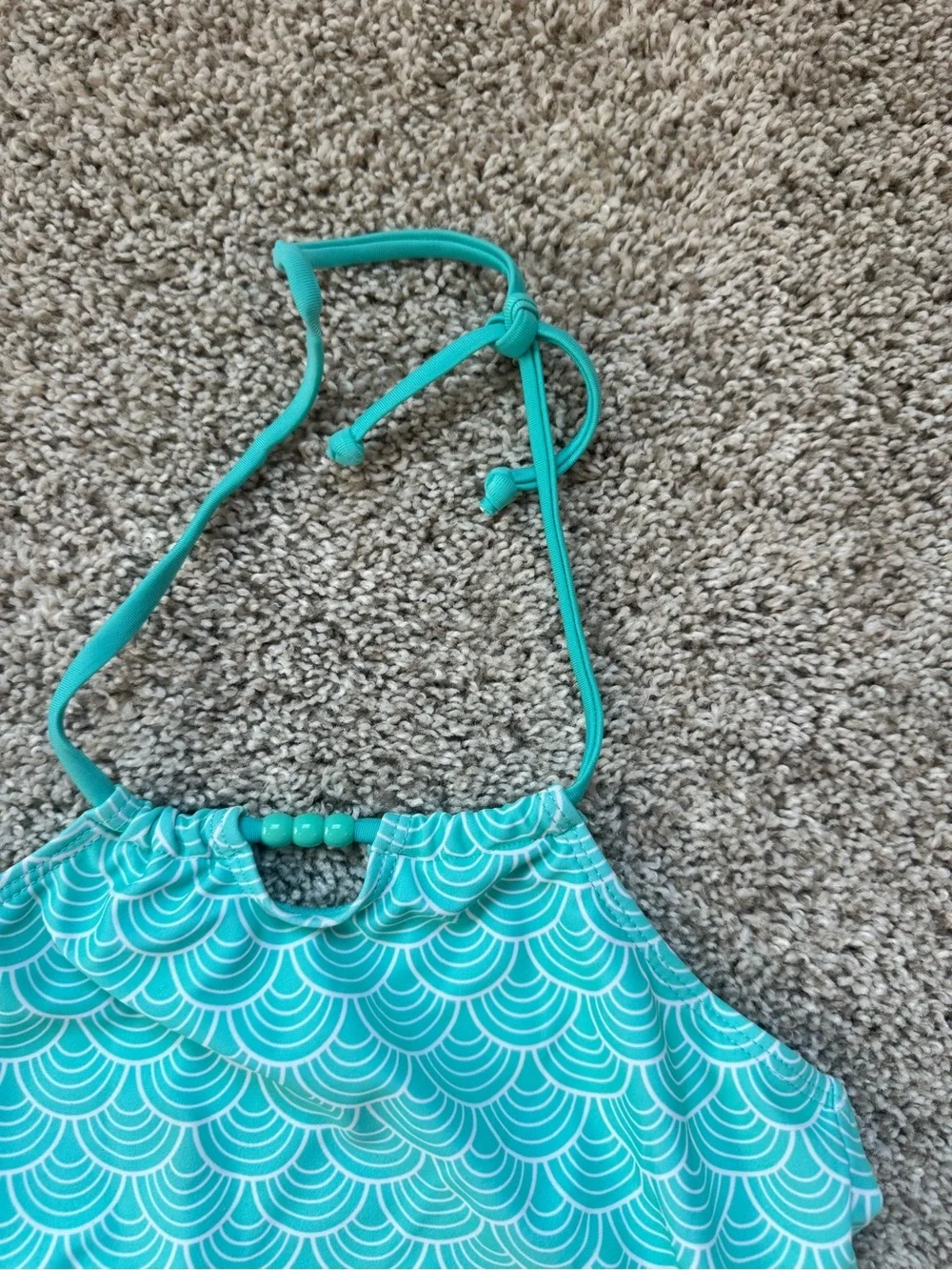 Girls One Piece Swimsuit Size 6X Turquoise Halter Bathing Suit Beach Swimwear